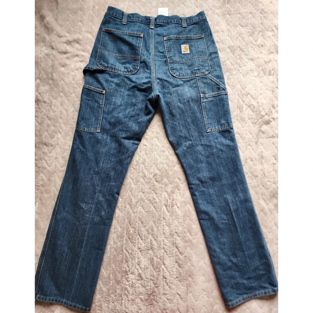 Carhartt Relaxed Fit Carpenter Jeans Mens 34x32 Dark Wash Work Pants 103327